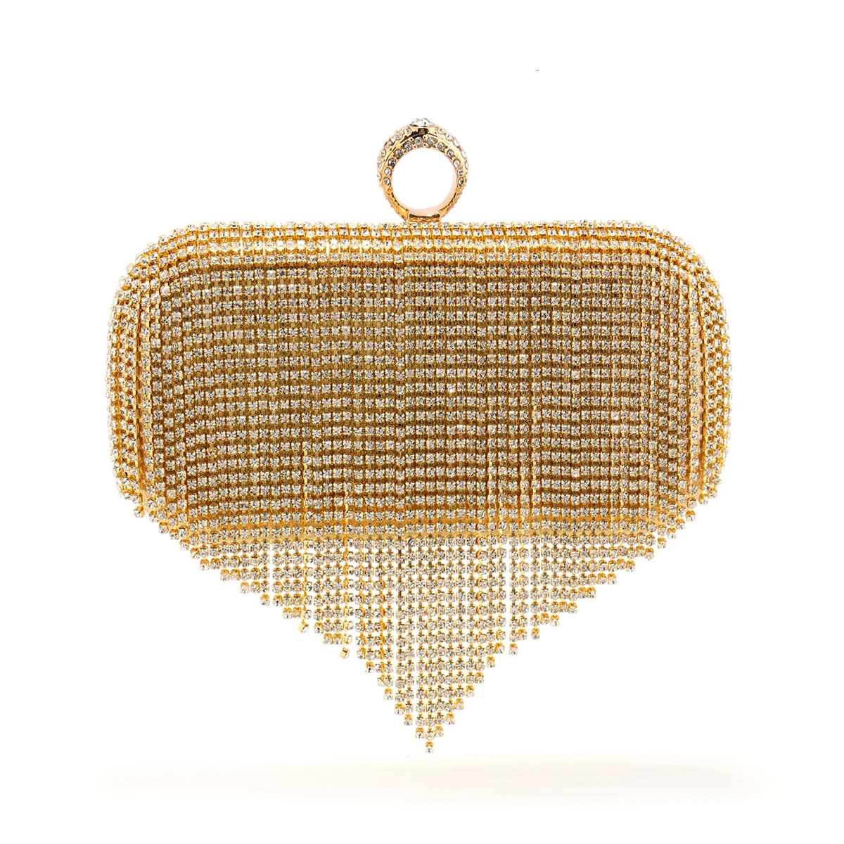 Tassel y Glitter Clutch Silver Bags s Finger Ring Diamonds Evening Metal Chain Shoulder Handbags 251014