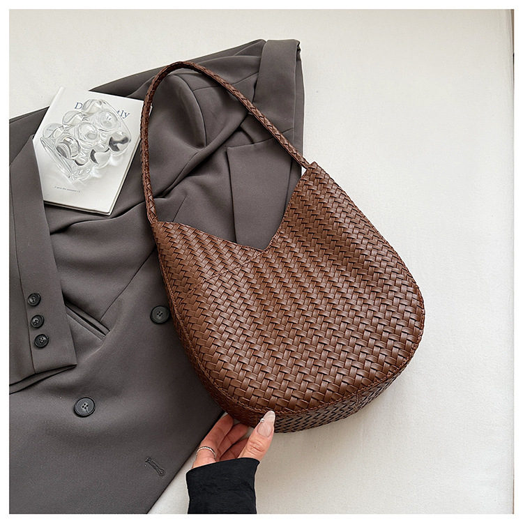 Luxury Brand Designer Bag Korean High-End Versatile Woven Bucket Bag For Women, Ins Fashion Casual Shoulder Underarm Bag, Handbag