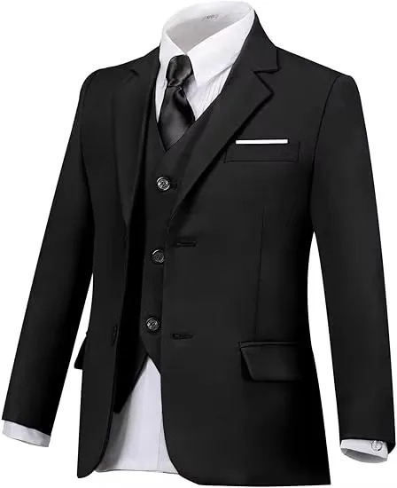 Children Black Blue 4PiecesSet Jacket Vest Pants Tie Pograph Wedding Suit Boys Festival Birthday Dress Kids Host Costume 251017