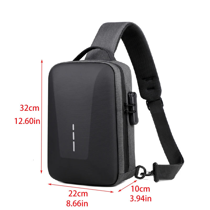 Antitheft Combination Lock Chest Packs With USB Charging Port Fashion Business Mens Crossbody Bag Travel Storage Shoulder Bag 251014