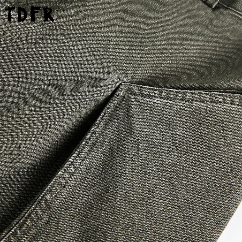 Spliced Faded Jeans Mens Retro Casual Washed Distressed Baggy Wide Leg BananaDenim Pants Man 251014