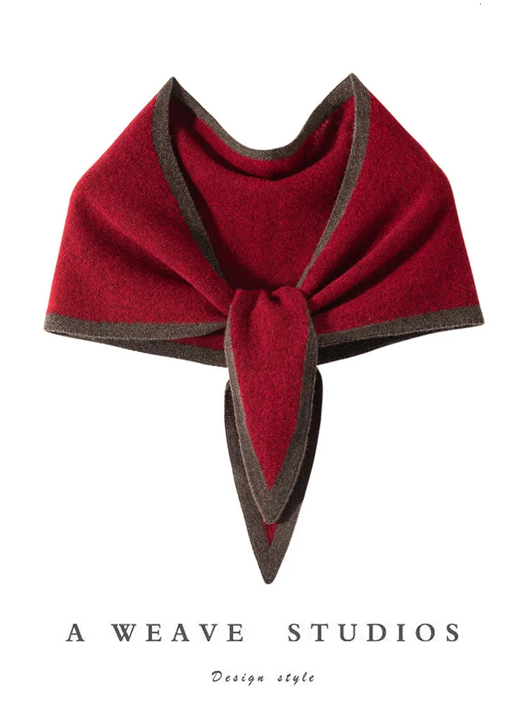 ADDONEE Women 100 Cashmere Scarf Autumn Winter Triangle Scarf Office Lady Grace Simple Style Cashmere Knitwear Shawls 251016