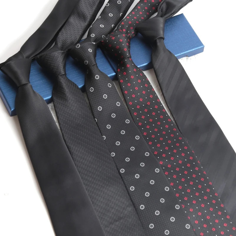 Men Classic Black Tie 8CM Necktie Stripes Ties for Man Groom Jacquard Woven Elegant Neck Tie for Business Wedding Party 251014