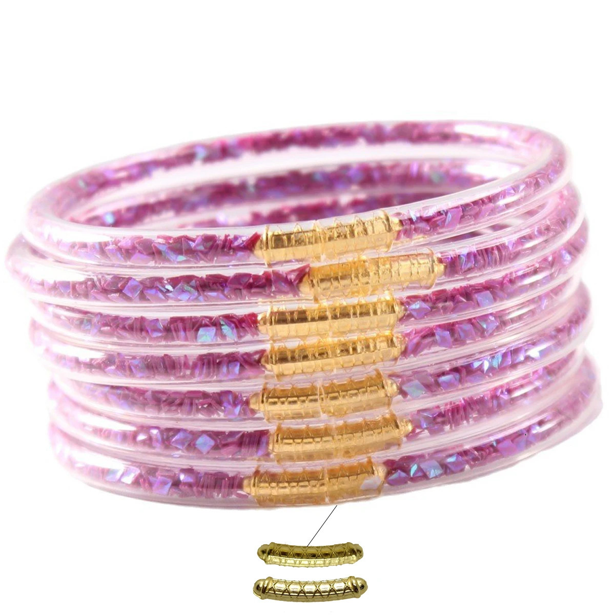 7pcsset Prismatic Stack Silicone Rubber Wristband Bangle for Women Waterproof Beach Bangles for Women 251016