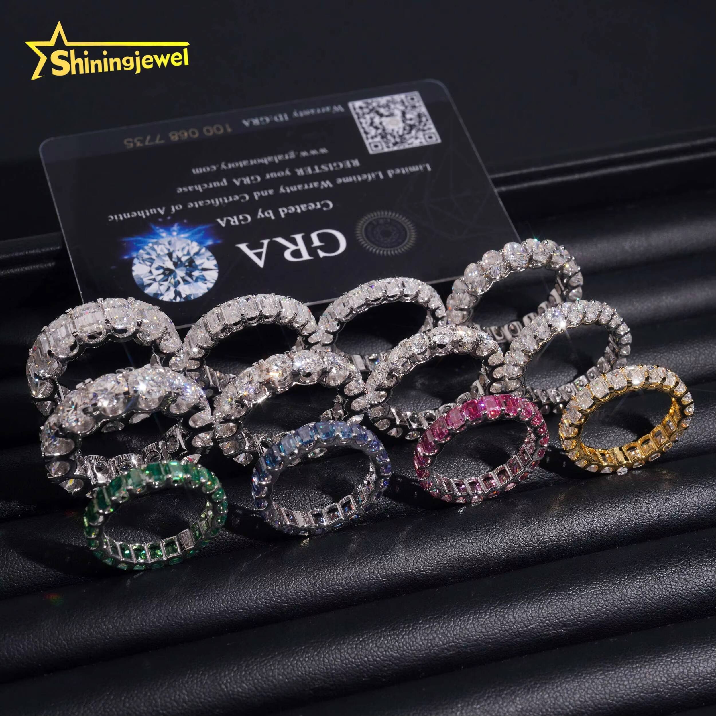 Fine Jewelry 925 Silver VVS D Color Fancy Cut Moissanite Engagement Ring Band Custom Iced Out Diamond Rings for Women