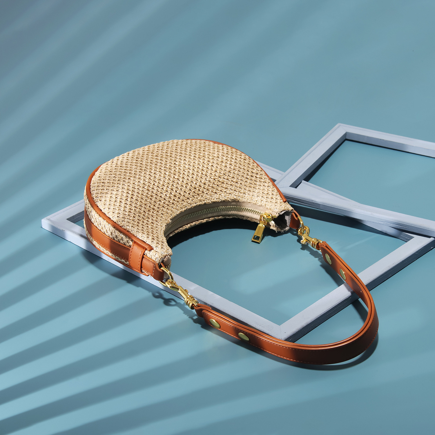 Luxury Brand Designer Bag Summer New Straw Woven Moon Bag 2024 Korean Version Versatile Shoulder Underarm Bag For Women Niche Crossbody Bag