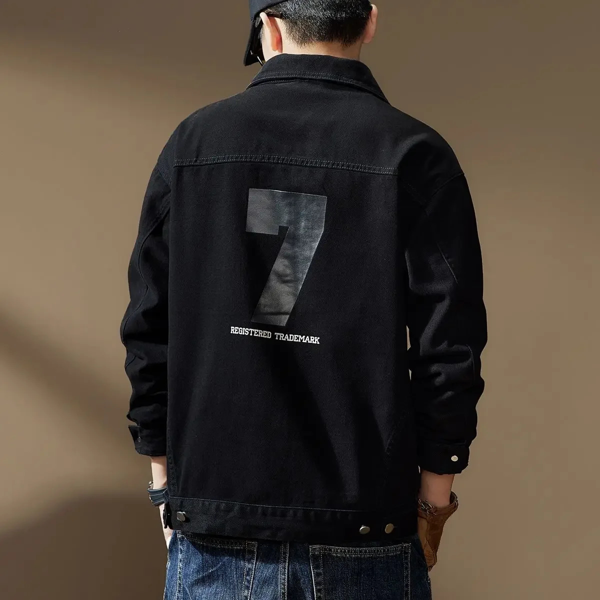 Cargo Plus Size Mens Denim Jacket Autumn Wide Sleeves with Print Male Jean Coats er Japanese Retro Low Price of Fabric L 251014