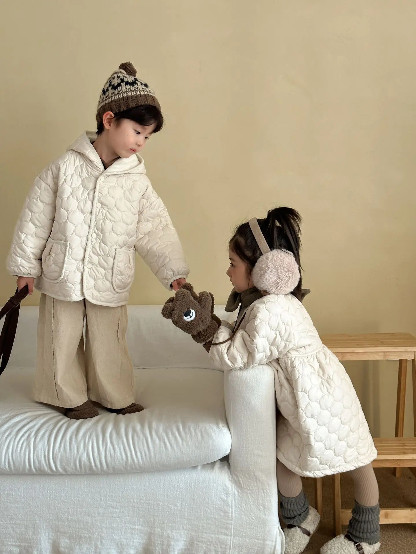 Toddler Kids Girl Down Jacket Winter Solid Color Casual Thick Little Girl Down Outwear Korean Fleece Children Girl Parka Coat 251017