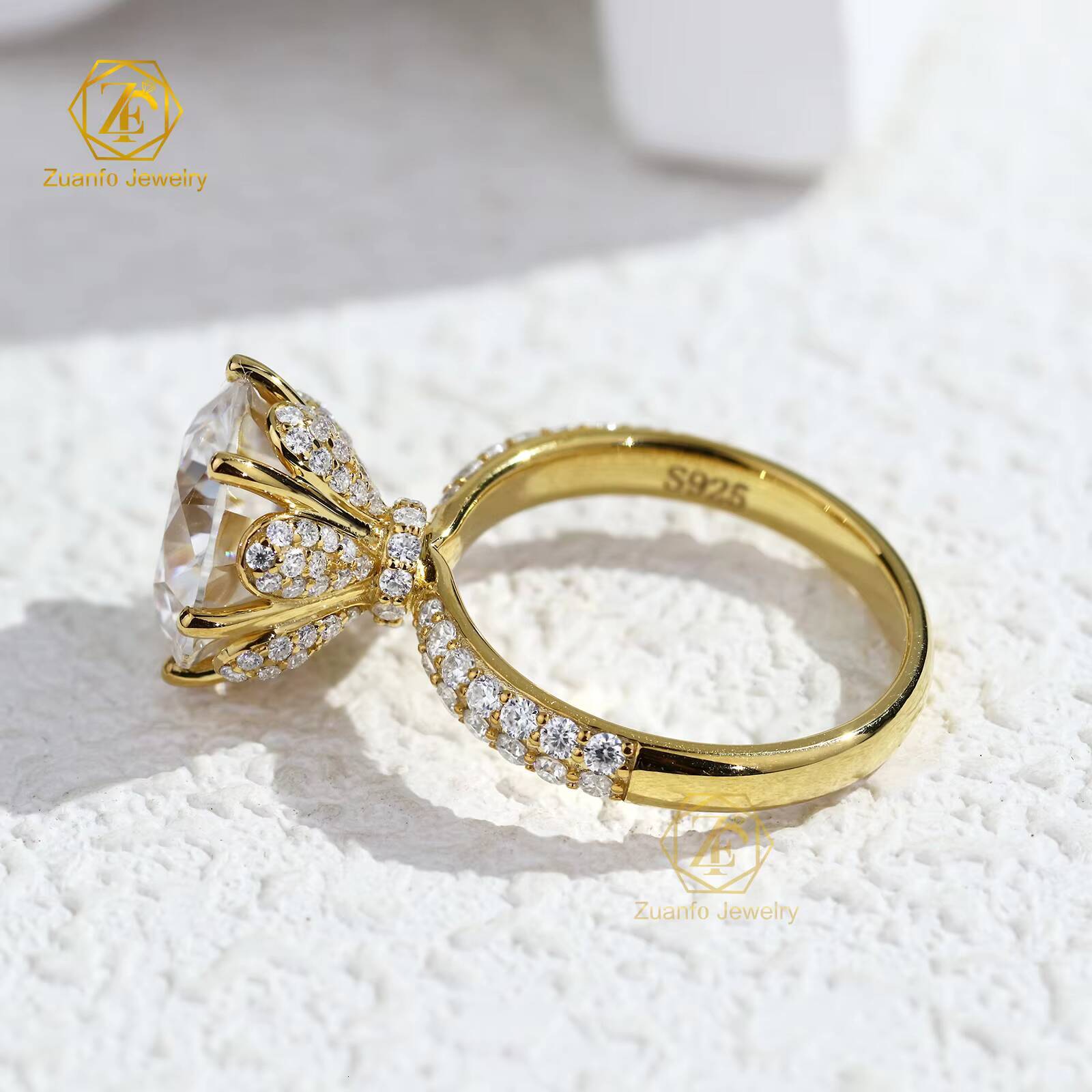 Luxury Moissanite Rings Women Engagement 5CT 11mm Large Size Round Cut Moissante Diamond 925 Silver Wedding Ring