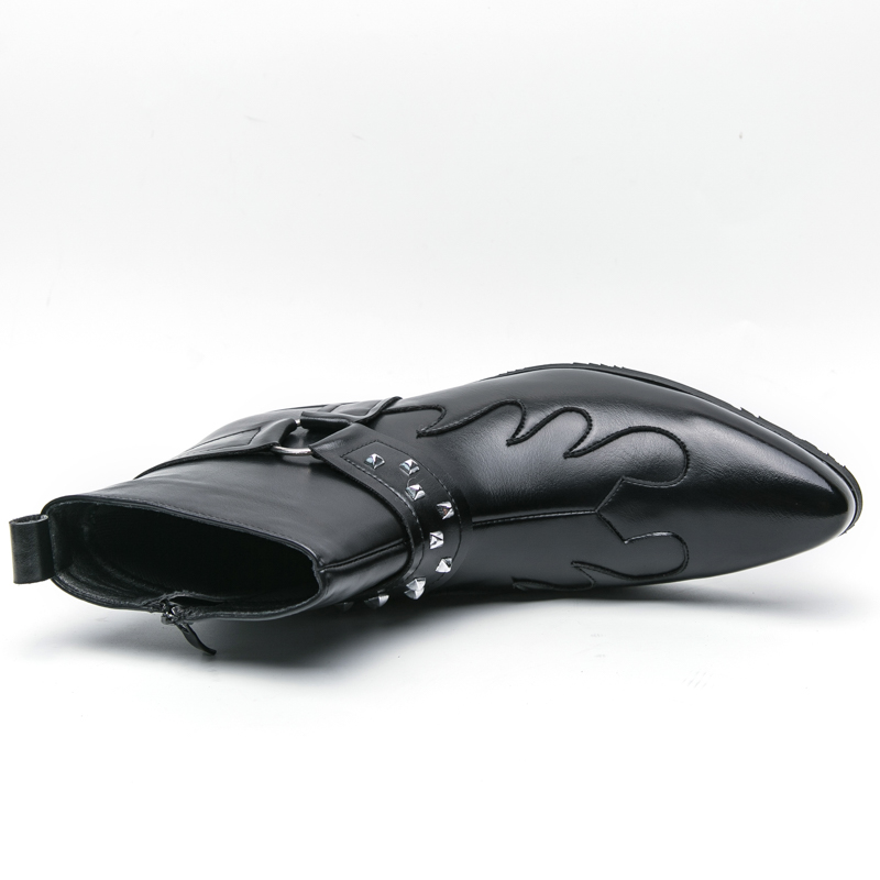 92347- Men's pointed leather boots new fashion trend Martin men's boots personalized boots street trendy boots