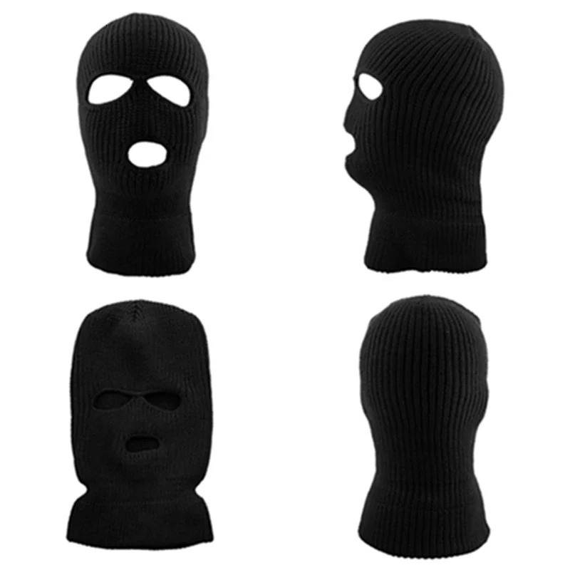 Unisex Balaclava Full Cover Style Ski Mask Hat 3 Holes Hat Tactical Windproof Ribbed Knit Beanie Cap 251014