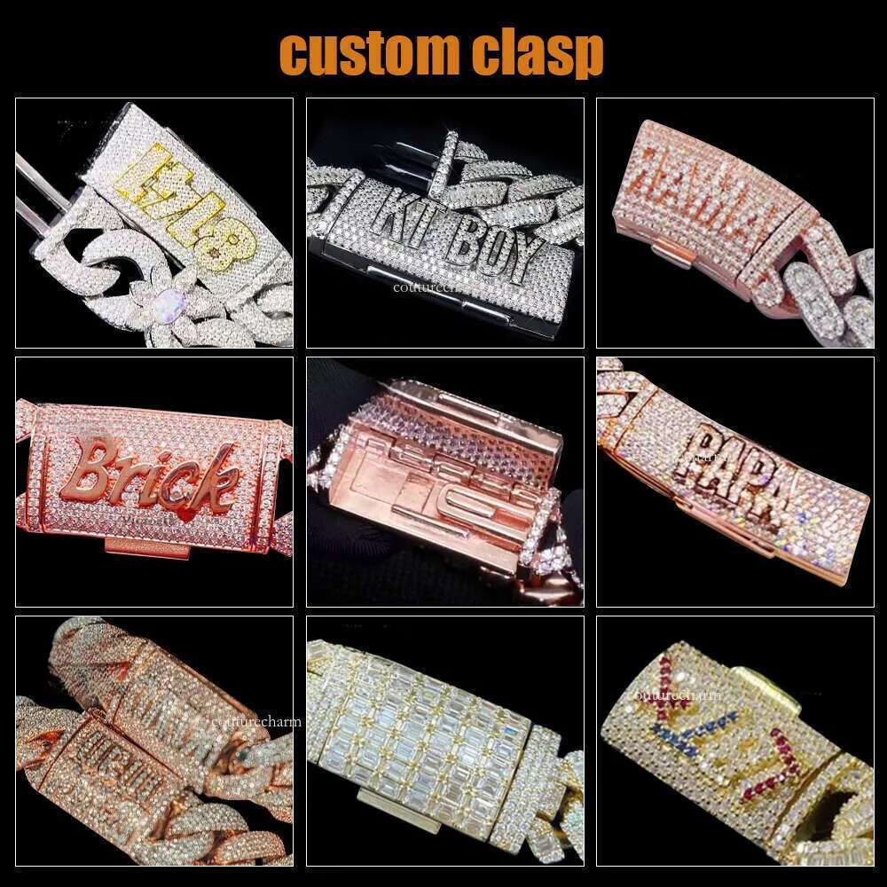 Fine Jewelry In stock Sterling Sier VVS Moissanite Dia Iced Out Miami Cuban Link Chain Necklace For Men