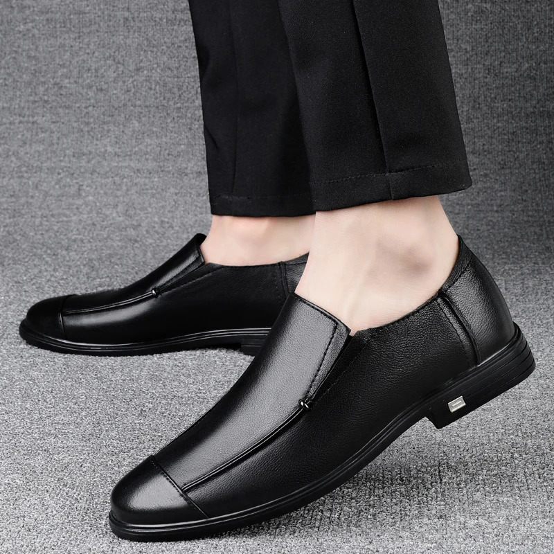 Minimalist Men Comfortable soft breathable First layer cowhide Sizes 3646 loafers Office business Dress genuine leather shoes 251013