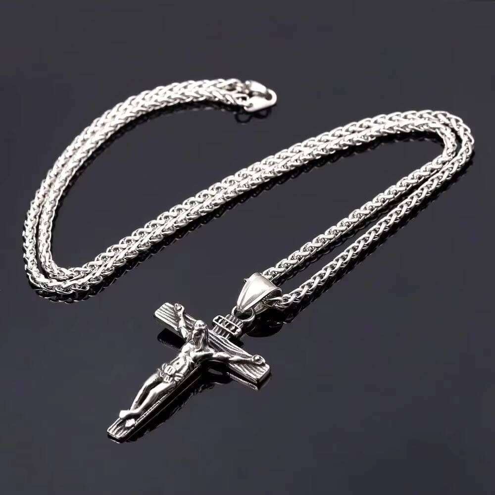 Christian for Women and Men sterling silver Religious Easter Jesus Cross Necklace Prayer Baptism Jewelry