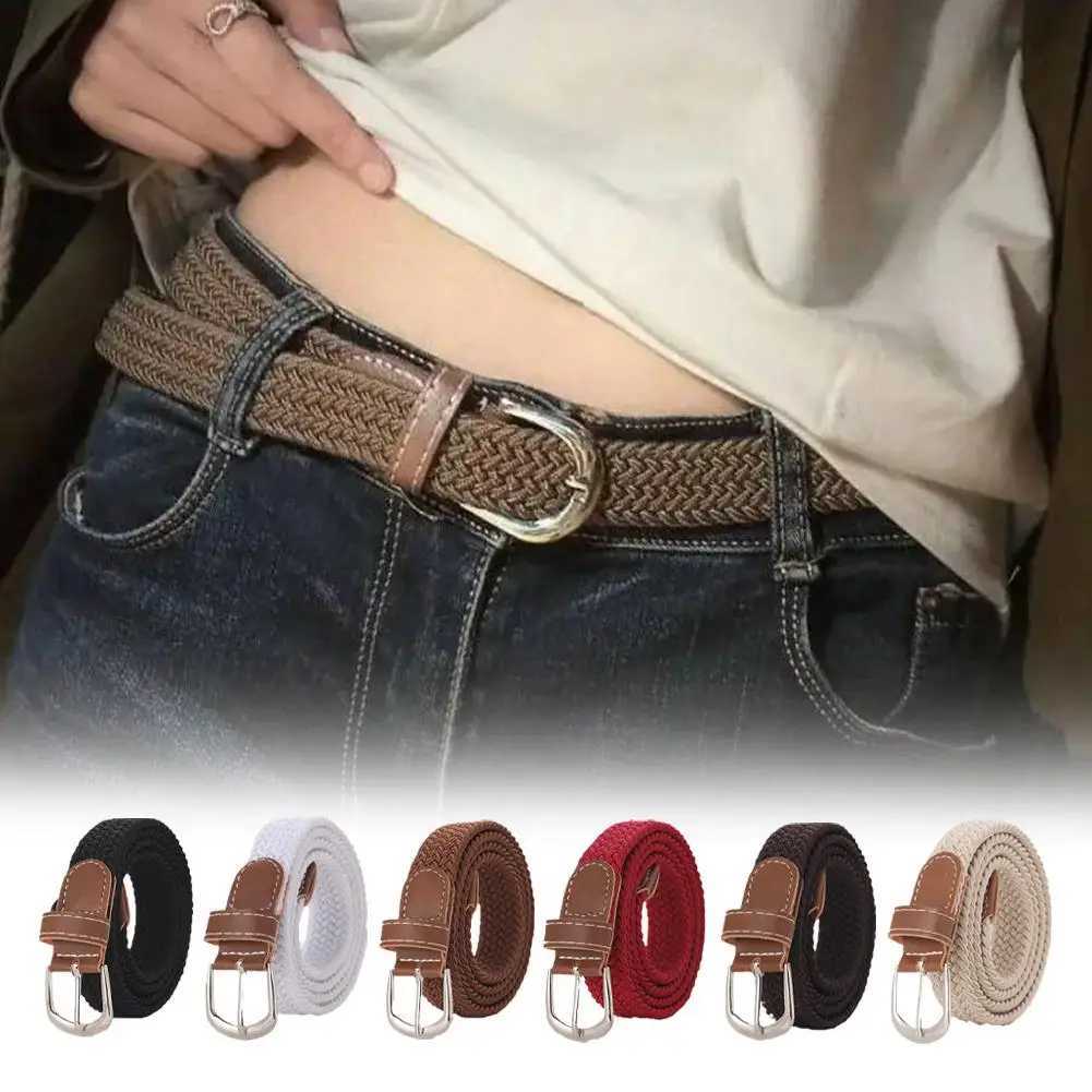 100cm Casual Knitted Pin Buckle Men Belt Woven Canvas Elastic Expandable Braided Stretch Belts For Women Jeans Female Belt W251018