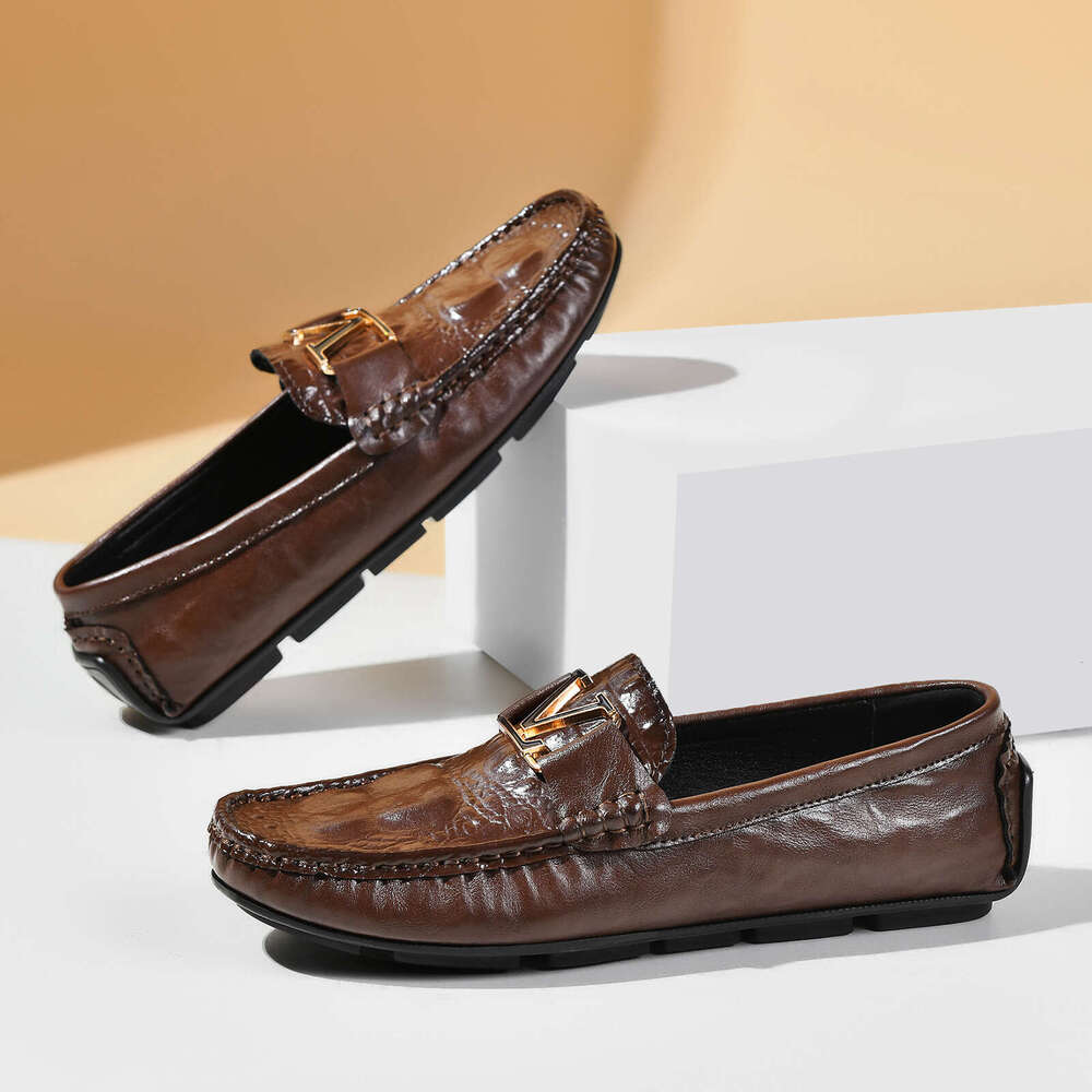 Live Crocodile Pattern schuhe Loafers Lazy luxury Driving British Casual Genuine Leather Cowhide Men's Shoes mens dress shoes