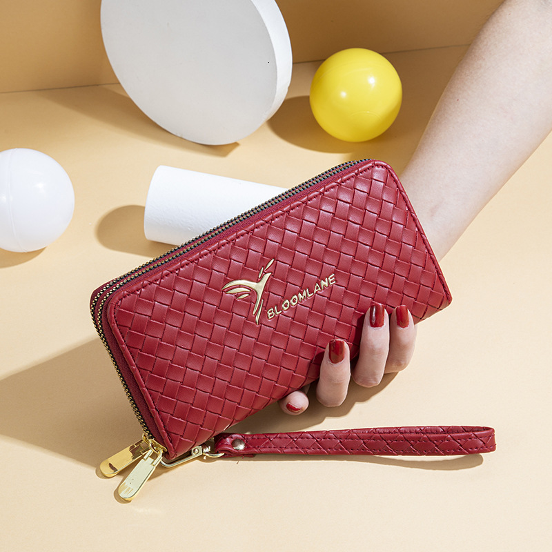 Luxury Brand Designer Bag Women's Wallet Long Style 2025 New Model Feiyan Hot Stamping Woven Pattern Fashion Double Zipper Large Capacity Clutch