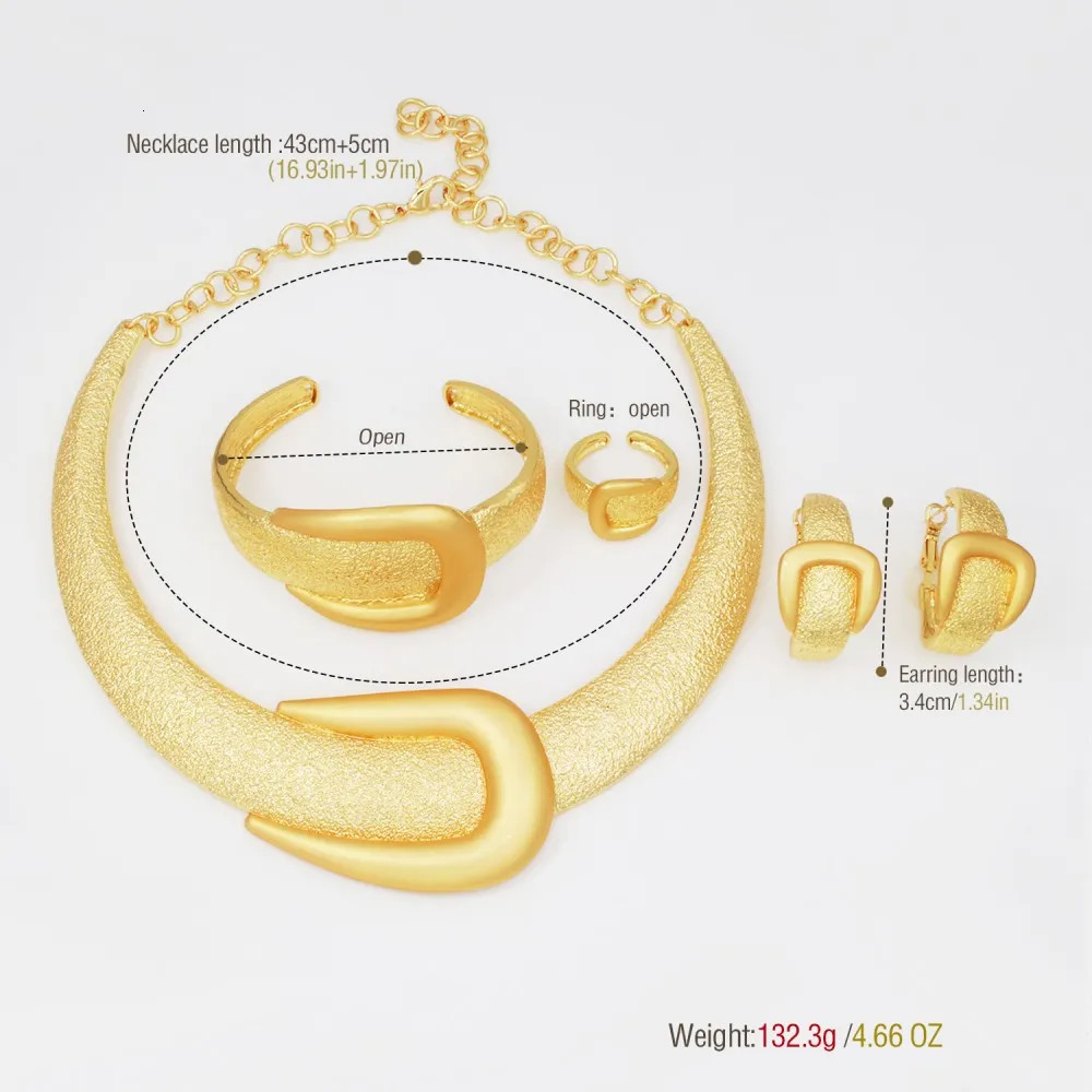 2025 Exaggerate Jewelry Set Dubai Gold Color Large Necklace Bangle Africal Big Earring Ring Wide Bracelet Bridal Jewellery 251016