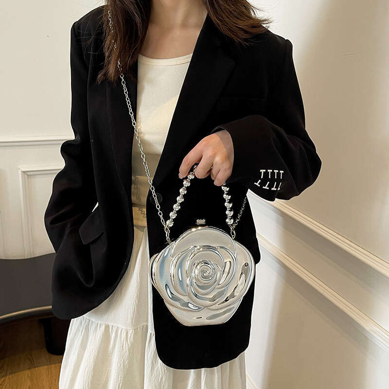 Designer Bag Luxury Bag Carefully Selected Fashionable Rose Flower Acrylic Hot-Selling High-End Feel Coin Shoulder Bag Purse Lipstick Crossbody Handhe