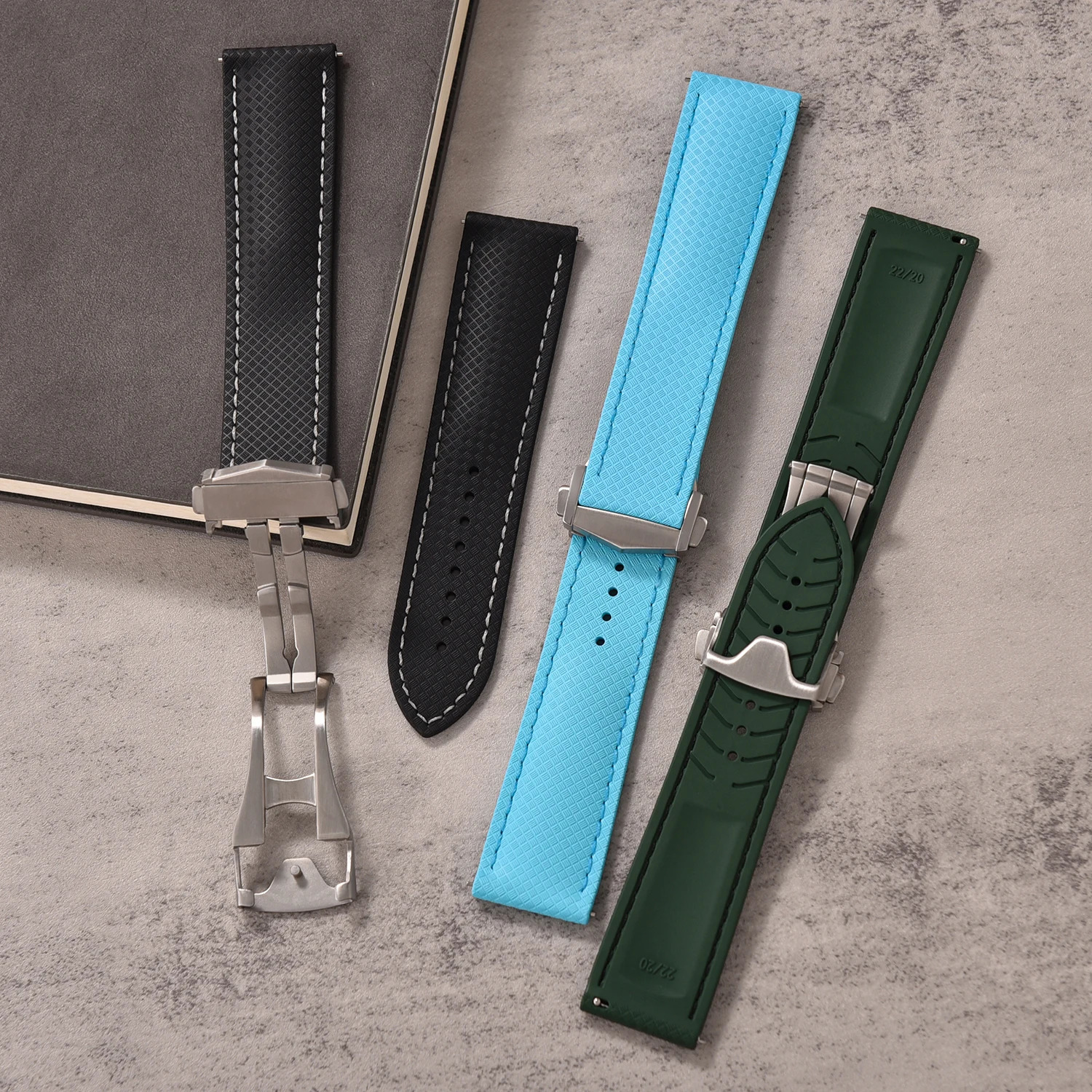 Premium FKM Rubber Watch Strap mm Quick Release Butterfly Buckle Waterproof Soft Universal Band For Dive Watches 251016