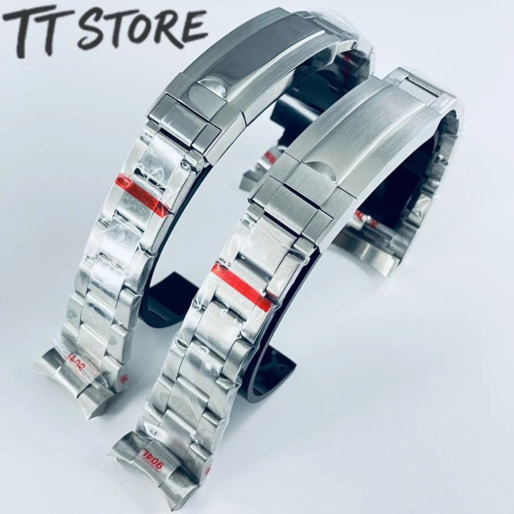 20mm Width 904L Solid Stainless Steel Watch Band Brushed Polished Oyster Bracelet Folding Buckle Glide Lock Clasp 251016