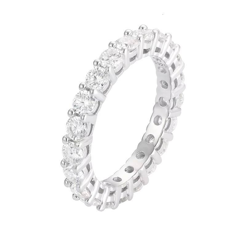Fashion Women Jewelry 3mm 01CT Color Moissanite 925 Sterling Silver Personalized Eternity Band Tennis Ring for Women