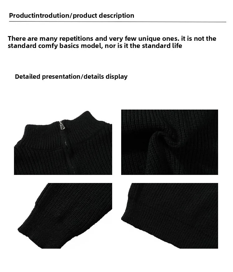 Halfheight zipper sweater mens 2025 autumn and winter pullover Hong Kong style couple loose standup collar top 251015