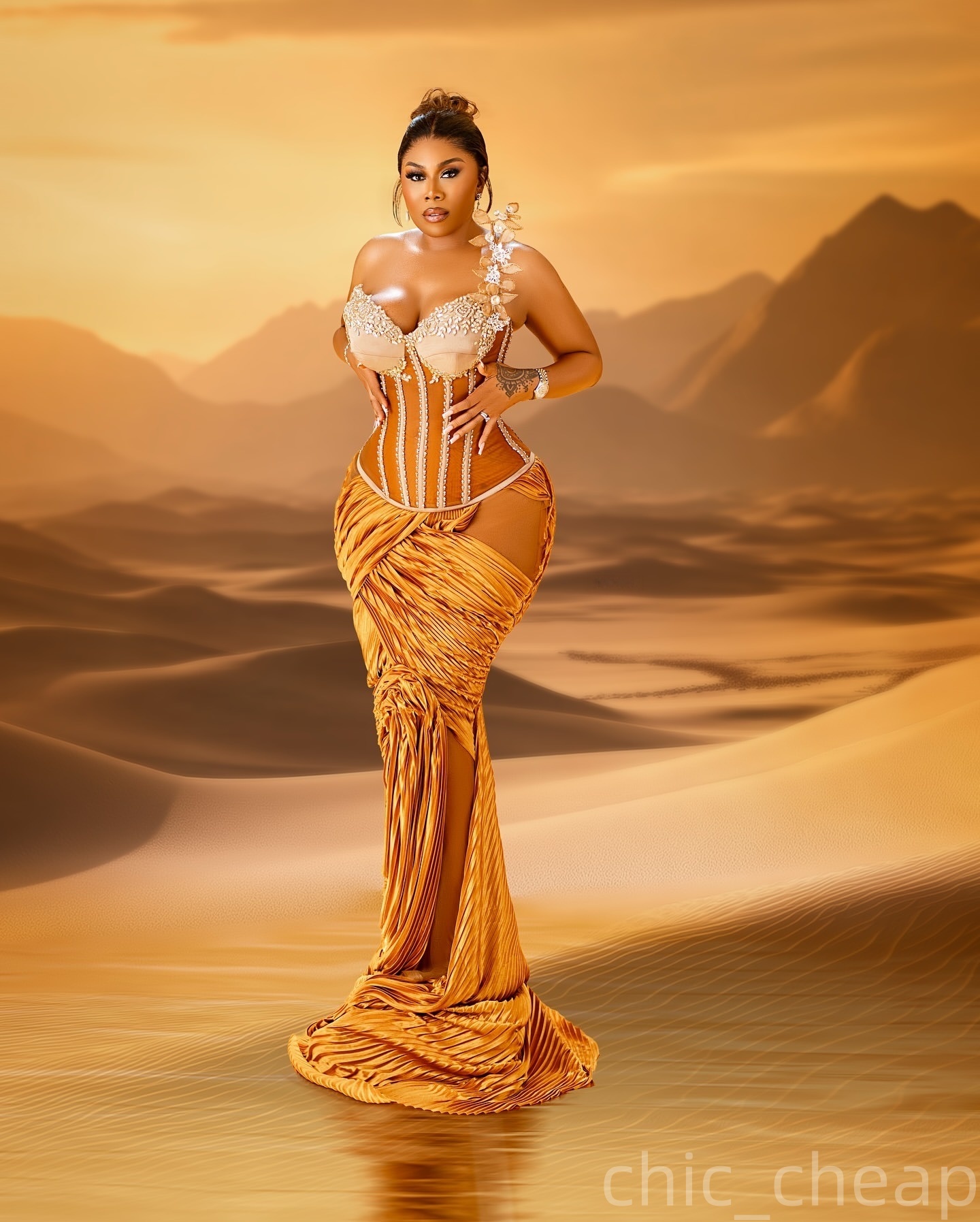 Gold Mermaid Prom Dresses 2025 Florals Crystals Velvet Illusion Evening Formal Party Second Birthday Engagement Gowns Plus Size Dress For Special Occa