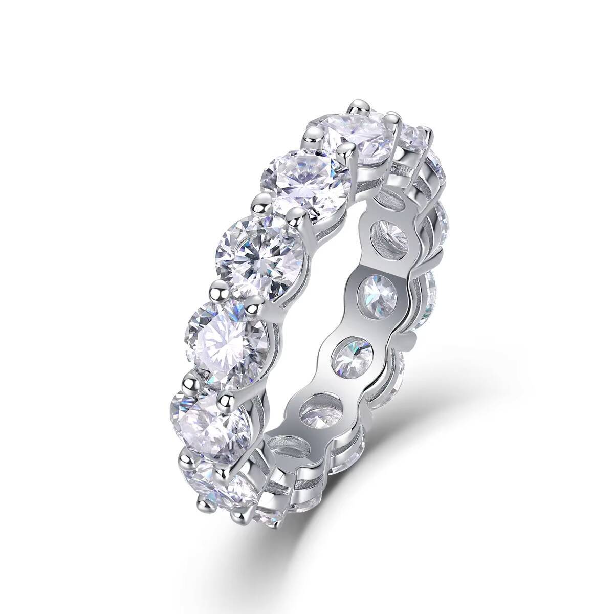 D Color Promise Eternity Band 65CT Moissanite Ring 925 Sterling Silver White Gold Plated Fine Jewelry for Weddings