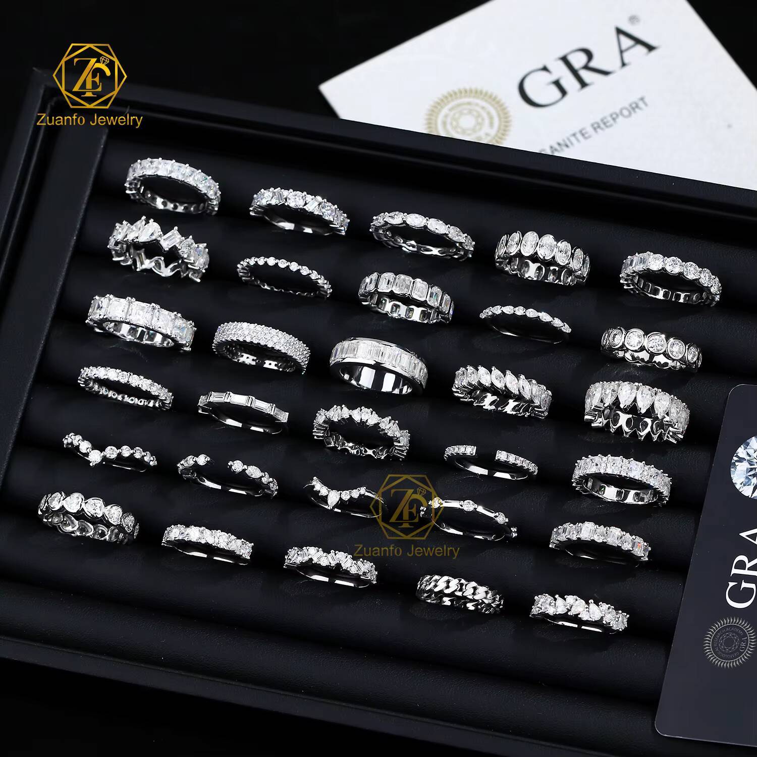 Moq 1 Bulk Stock Custom Moissanite Ring Fine Daily Jewelry Silver Diamond Rings for Women