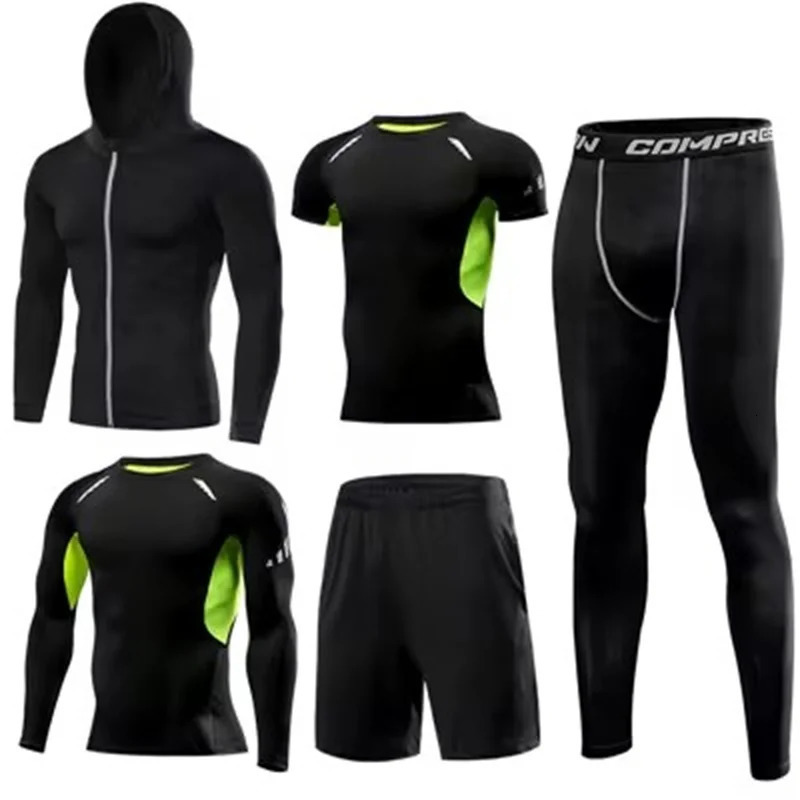 Mens 5pcs sets Boxing suit rashguard male kit MMA compression clothing men longsleeved tshirtleggings tracksuit Sport Suit 251010