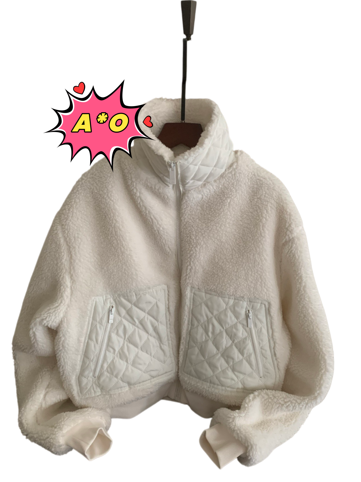A*o Design Brand 25 Early Autumn New Style Granular Teddy Lambswool Splicing Jacket Selected environmentally friendly lambswool is elastic and not eas