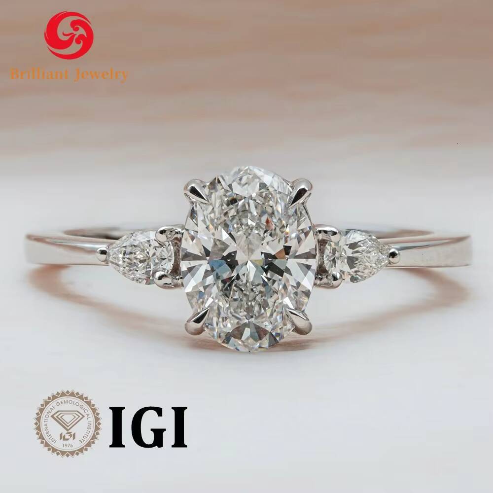 Custom Diamond Rings S925 Silver Gold Plated 18k 1CT CVD HPHT Oval Lab Diamond Rings for Women Engagement