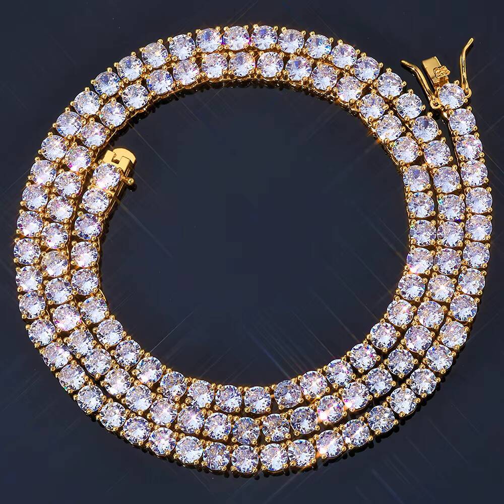 ESKEEM 2345mm Tennis Chain Necklace 925 Sterling Silver VVS Moissanite Iced Out Shining Brilliant Hip Hop Jewelry