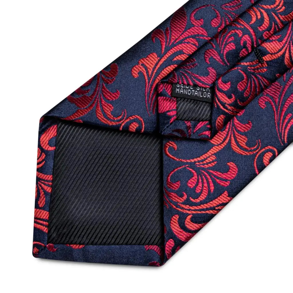Red Floral Blue Silk Ties For Men 8cm Wide Necktie Set Pocket Square Cufflinks Brooch Pin Wedding Accessories Mens Gift 251014