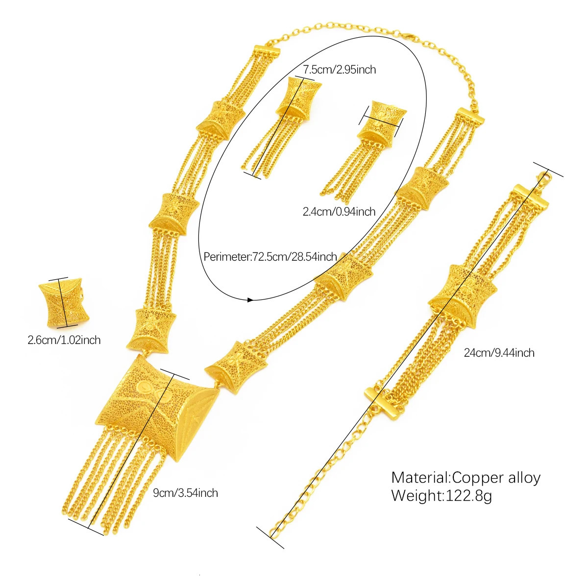 ANIID Dubai 24K Gold Color Long Jewelry Sets Wedding African Necklace Earrings For Women Nigerian Indian Bridal Set Party Gifts 251016