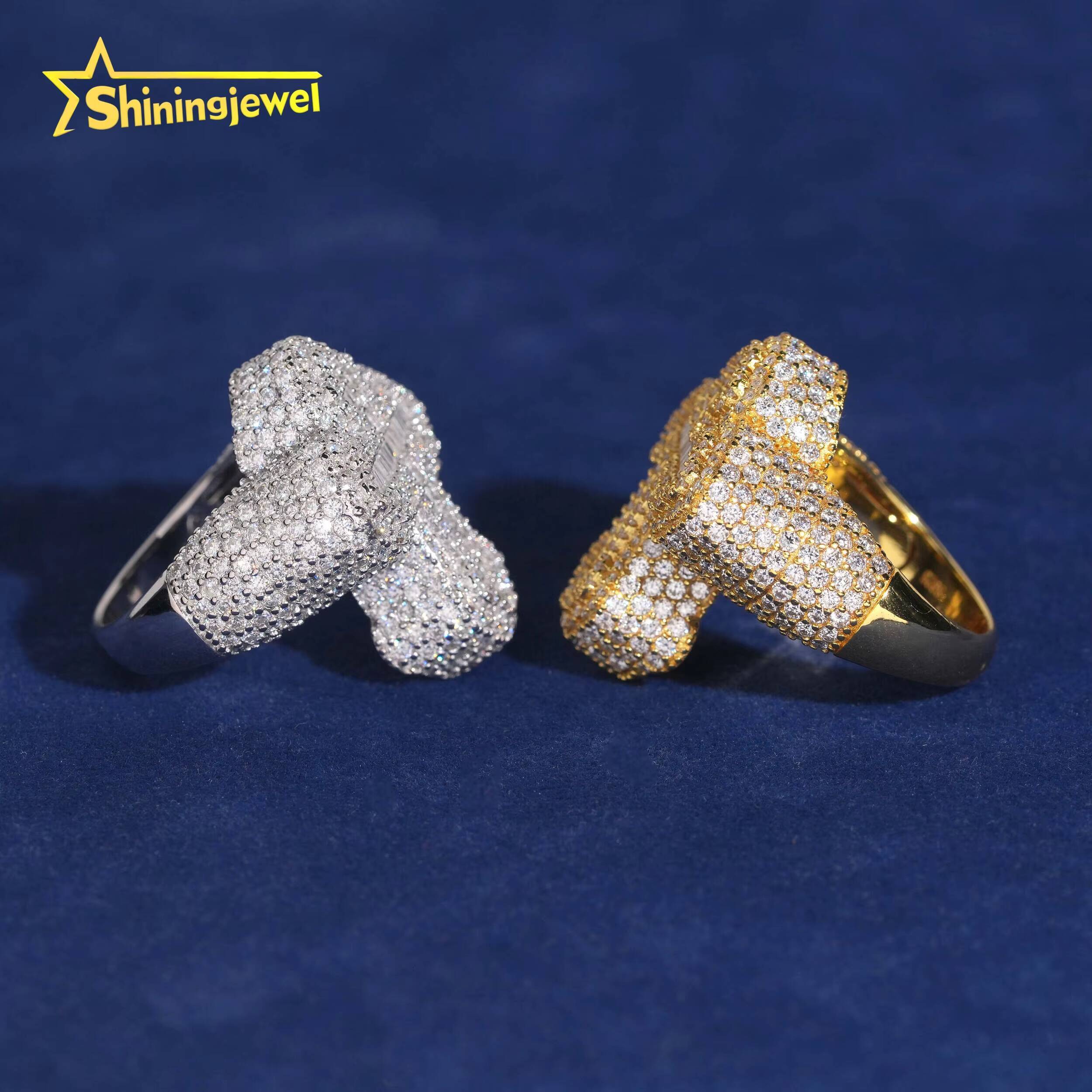 Hip Hop 925 Sterling Silver Ring GRA Certificated Iced Out Fully VVS Moissanite Cross Ring Custom Men Moissanite Ring