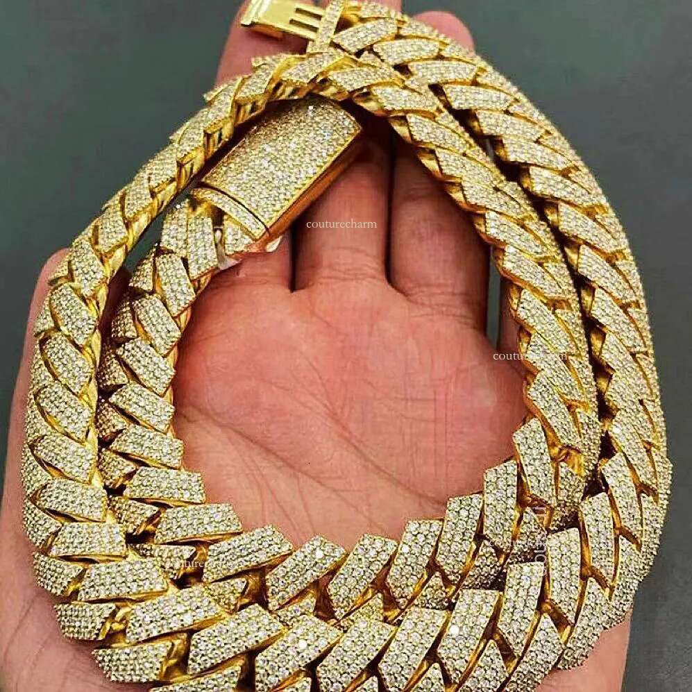 necklace moissanite chain Custom 20mm Width Miami Link Real S Heavy Hip Hop Vvs Moissanite Chain Cuban