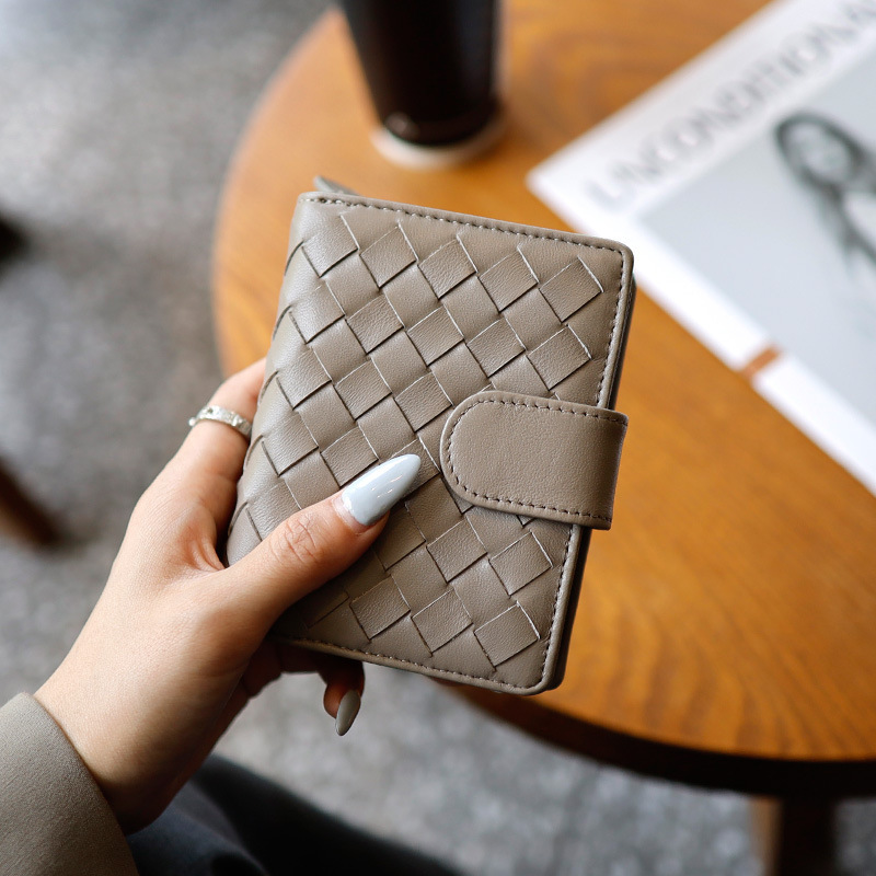 Luxury Brand Designer Bag Women's Wallet Fashion Sheepskin Woven Style Coin Purse Female 80% Off Card Holder Genuine Leather Multi-Card Slot Wall