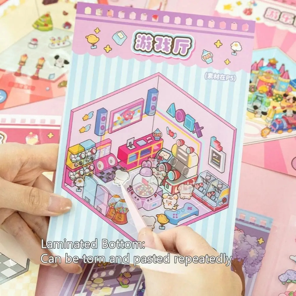 3D Landscape Sticker Book Cute Capybara DIY Miniature Scene Stickers PET 10 Scenes Pocket Scene Kit for Children Kids 251009