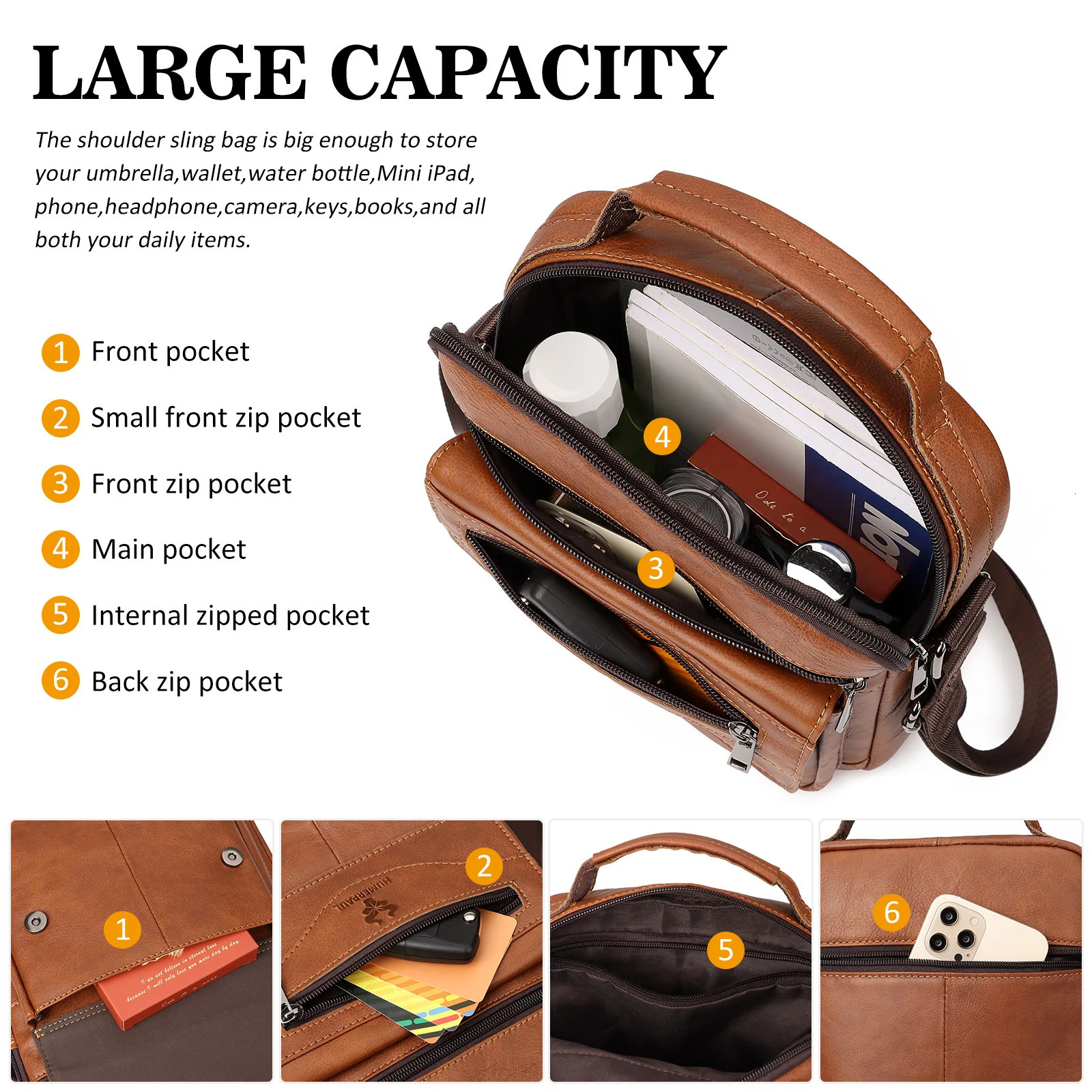 Casual Mens Shoulder Bags Genuine Leather Business Male Small Messenger Bag Multifunctional Travel Sling Crossbody Bags 251014