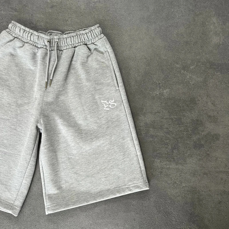 Mens Summer Trendy Pattern Embroidered Sports Leisure Straight Loose Five Quarter Pants American Trend 251018