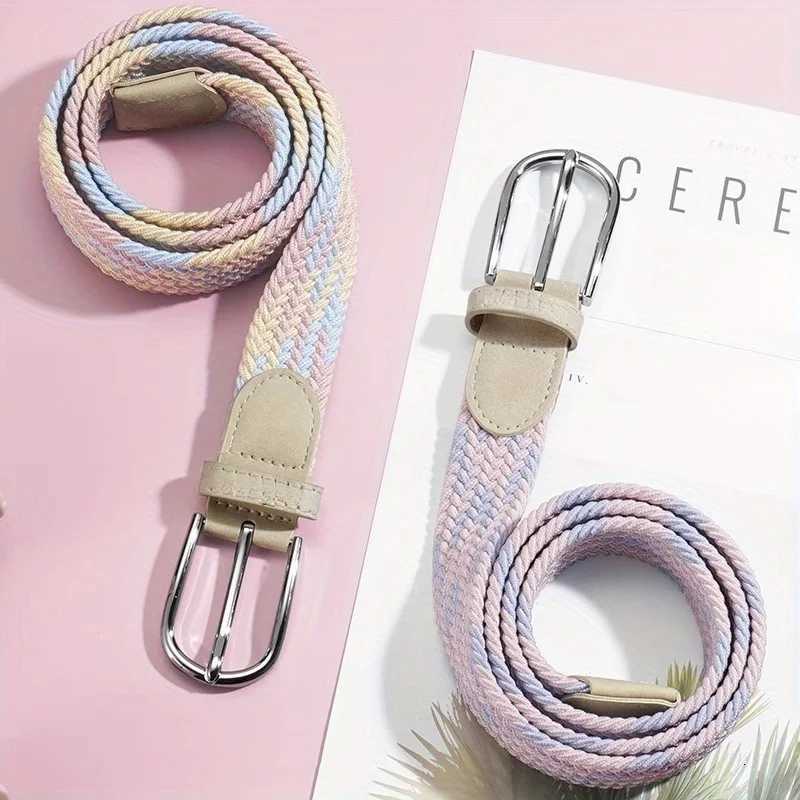 PunchFree Belt Womens AllMatching Jeans Canvas Belt Woven Elastic Stretch Pin Buckle Student Lazy Woven Belt W251018