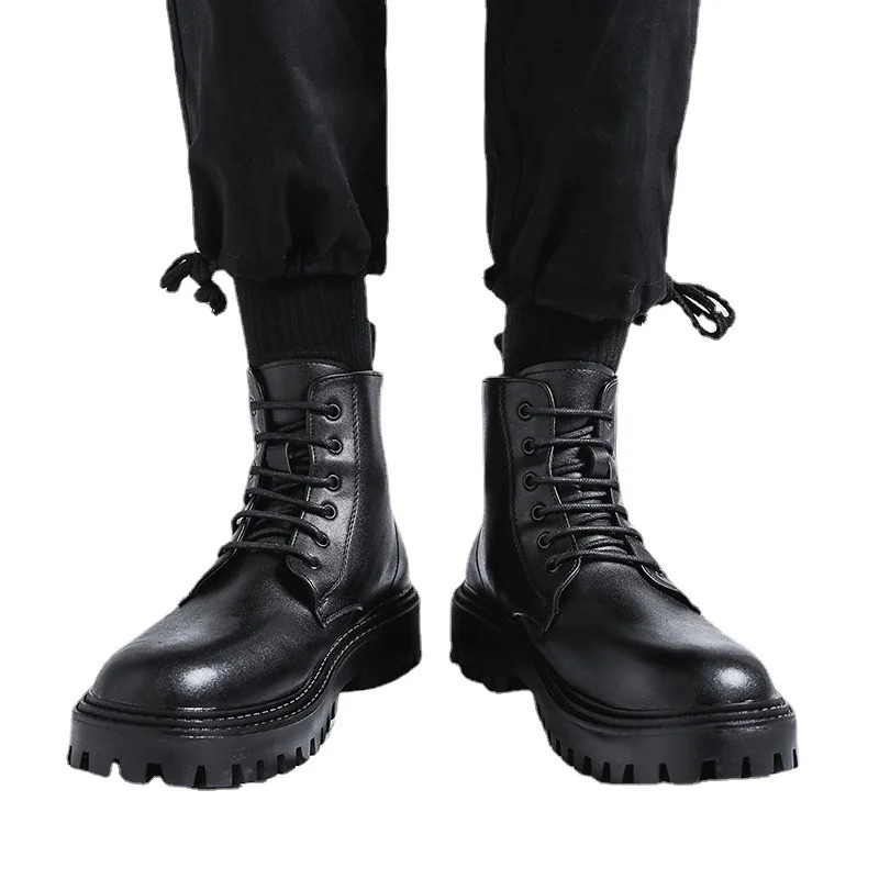 Fashion PU Leather Men Ankle Boots Outdoor Casual Shoes Lightweight Mens Warm Work Boots Classic Handmade Boots 251010