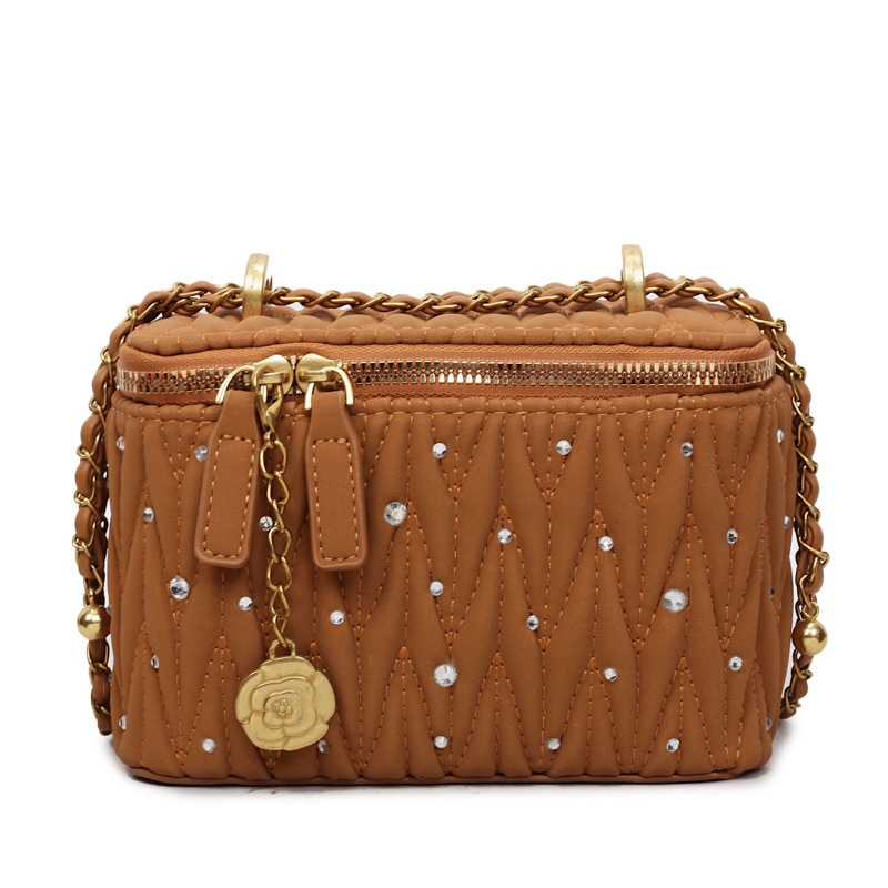 Luxury Brand Designer Bag Korean Style Quilted Chain Small Bag For Women 2025 New Autumn Winter Fashion Pleated Box Bag Ins Versatile Crossbody Bag