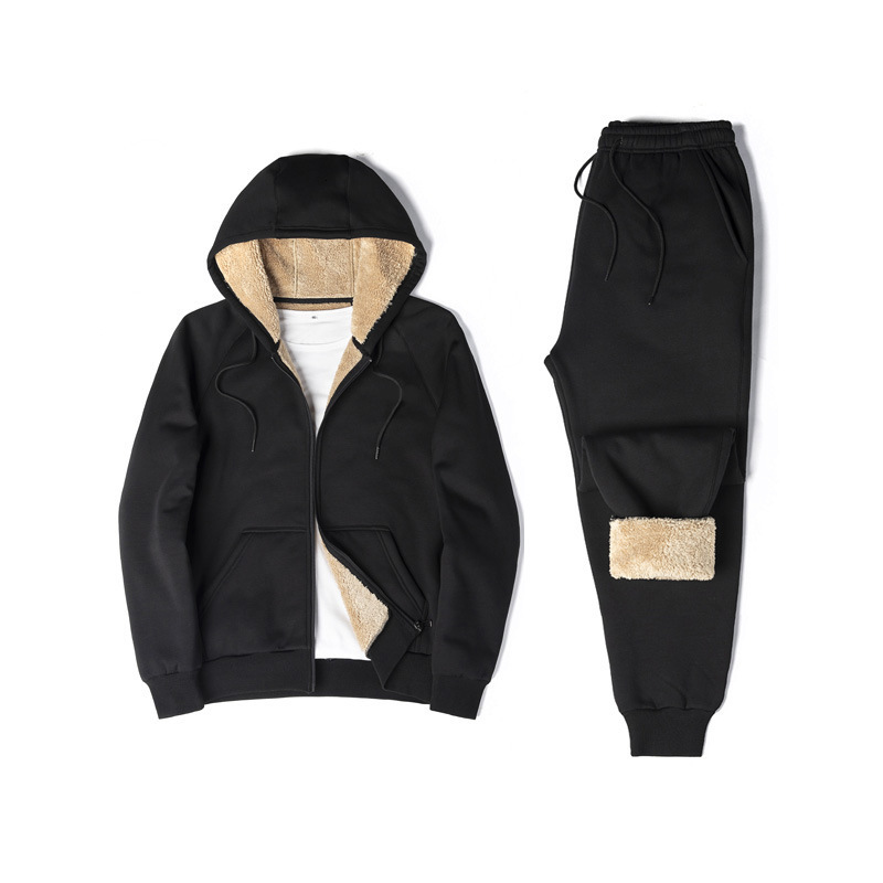 Lamb Wool Designer Hoodie Jacket Tracksuit Men Polo Veste Coat Sweatshirt Set For Men Winter Fleece Lined Thickened Hooded Sportswear Casual Cardigan 