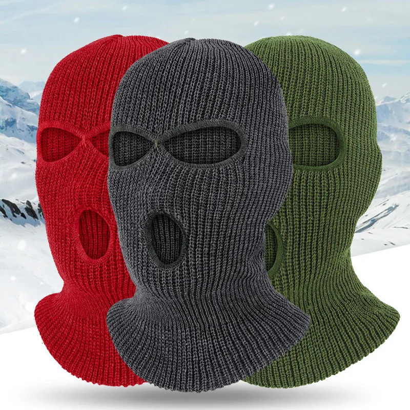 Winter Unisex Knitting Balaclava Hat with Ear Warmer Solid Color Breathable Face Mask Cycling For Outdoor Cold Weather 251014