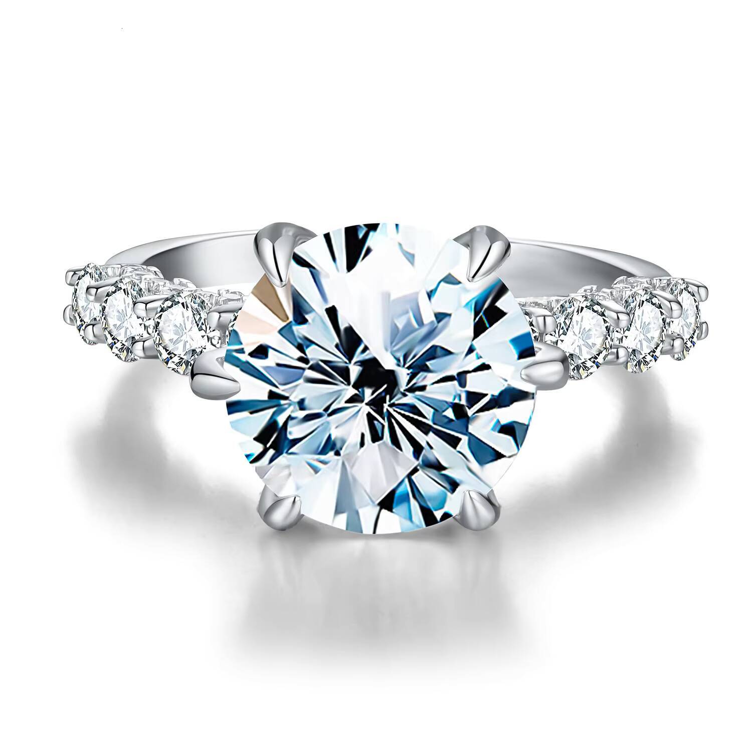 Gra Certified Real 5CT Big Moissanite Diamond Engagement Ring for Women 925 Sterling Silver with Rhodium Plated Fine Jewelry