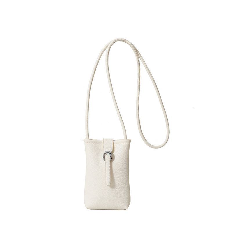Luxury Brand Designer Bag Lychee Grain Soft Leather Single Shoulder Crossbody Vertical Phone Bag Korean Style Literary Simple Solid Color Fresh Casual