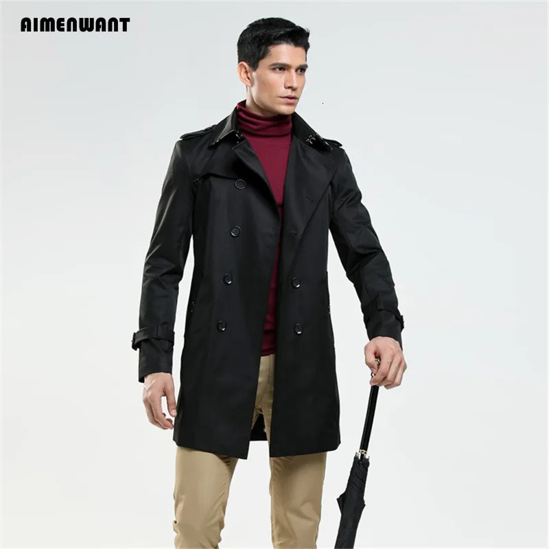 2024 Fashion Double Breasted Trench Male n Slim Fit Business Casual Outerwear Plus Size Customized Coat 251010